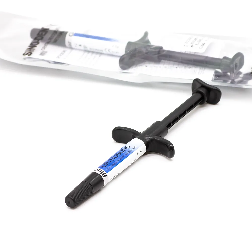 Светоотверждаемый адгезивный композит для фиксации брекетов Orthobond, синий Dentex (Китай) фото Светоотверждаемый адгезивный композит для фиксации брекетов Orthobond, синий Dentex (Китай)