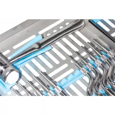 Большой набор для синус-лифтинга из остеотомов в кассете с молотком