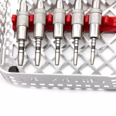 Набор для синус-лифтинга из 5 изогнутых вогнутых остеотомов, рабочая часть-конус, с кассетой