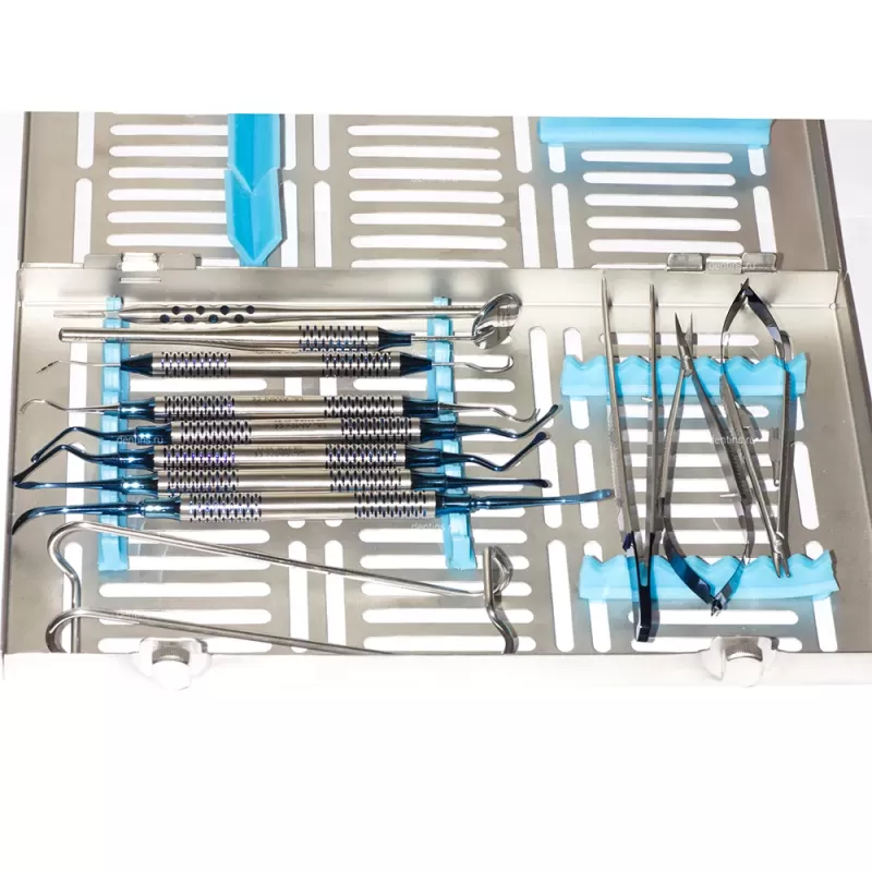 Набор из 13 хирургических инструментов и кассеты фото