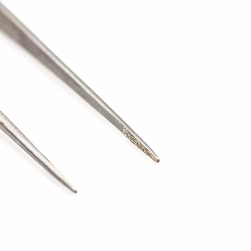 Пинцет микрохирургический с алмазным напылением Diamond Round Blue, 160 мм прямой
