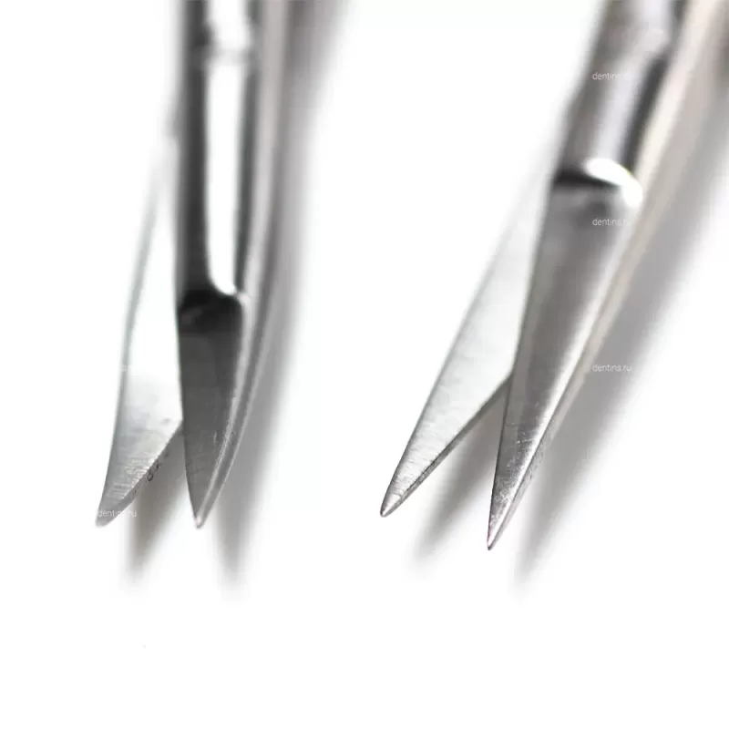Ножницы микрохирургические Кастровьехо TC Knurling Gold, 180 мм изогнутые
