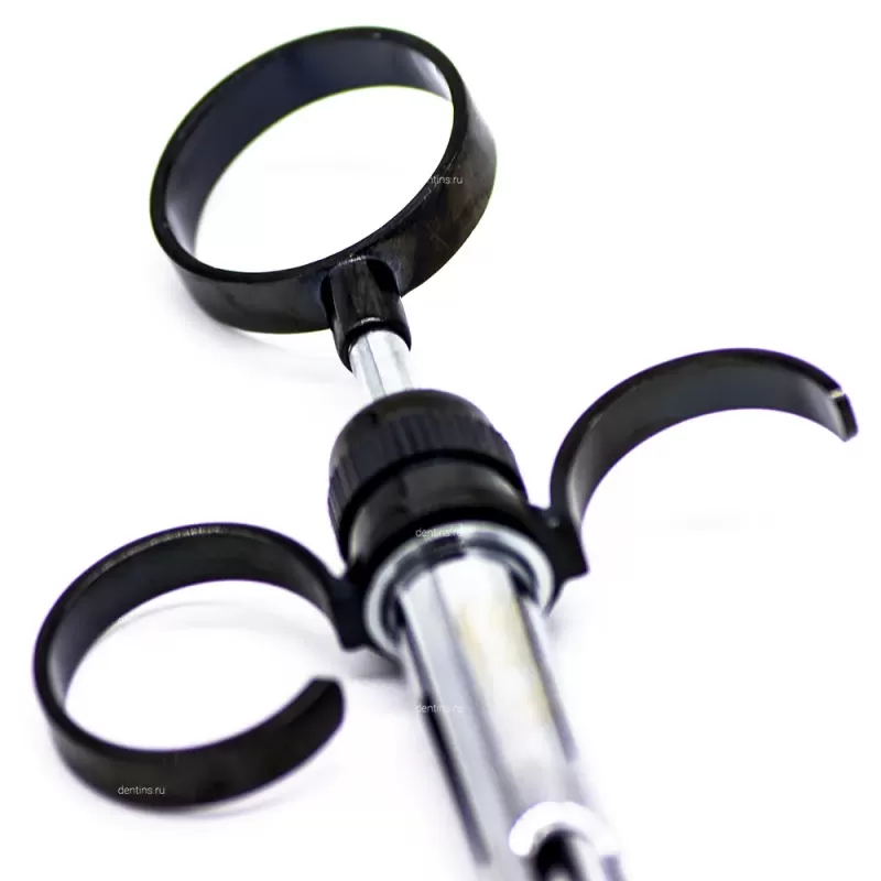 Карпульный шприц для дентальной анестезии с металлической ручкой и аспирацией, Black