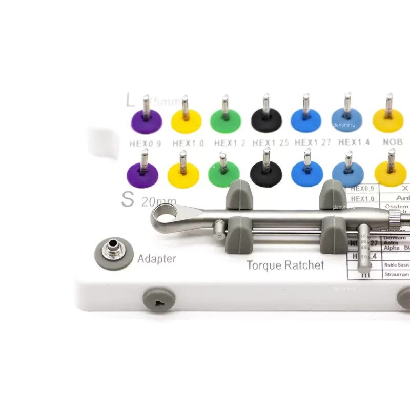 Универсальный набор отверток для имплантов для углового наконечника с динамометрическим ключом Color