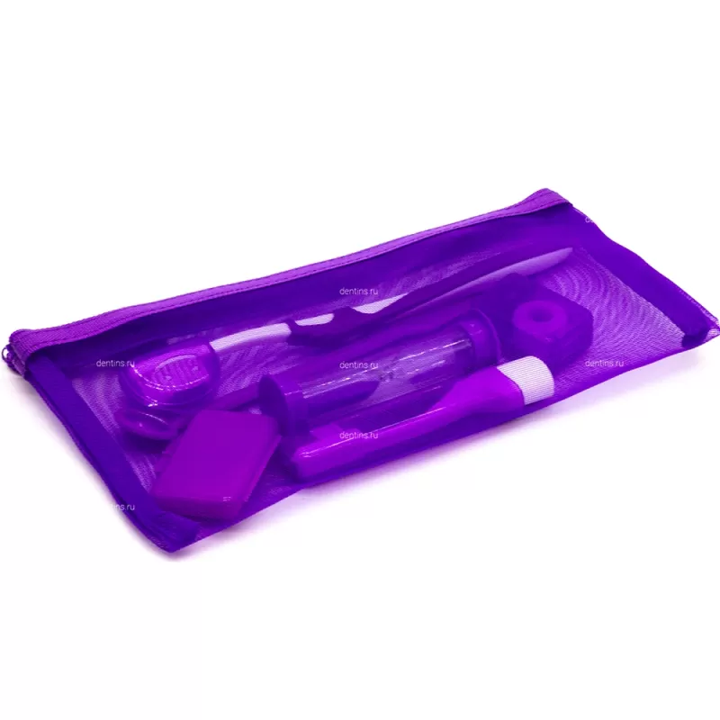 Ортодонтический набор по уходу за полостью рта в косметичке, фиолетовый