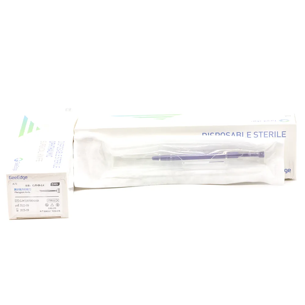Cкальпель микрохирургический, офтальмологический крыловидный 2,4 мм, 5 шт