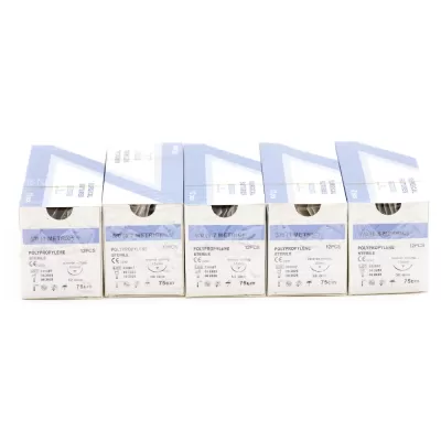 Хирургический шовный материал мононить полипропилен, нерассасывающийся, обратнорежущий 5/0, 1/2, 1 игла 15 мм